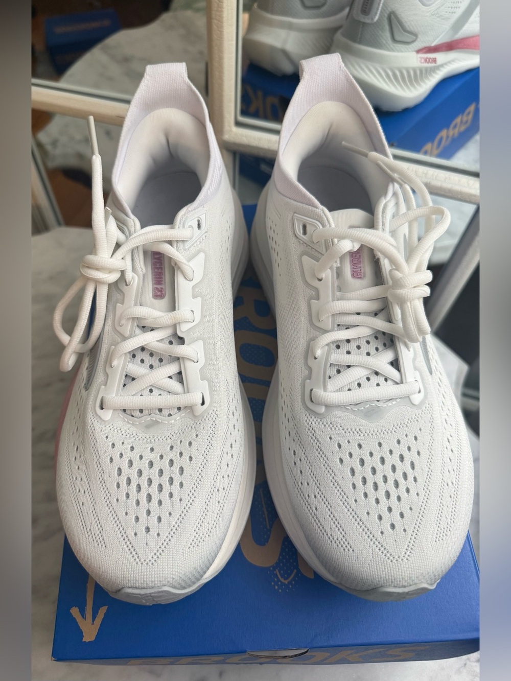 Brooks glycerin 23 running shoes size 8.5 white harbor mist metallic NIB - Picture 13 of 14